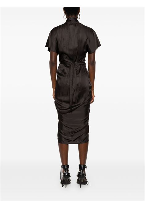 Black tie-fastening satin wrap dress Rick Owens - women RICK OWENS | RP02D3542SCH78